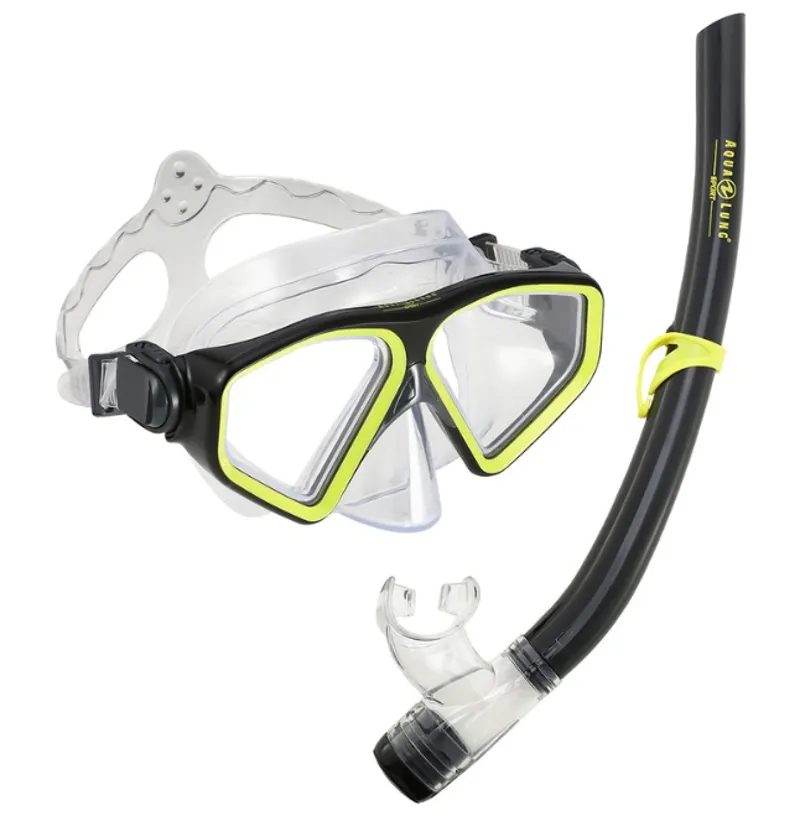 Aqualung Saturn Mask and Snorkel Combo Set - Black/Yellow